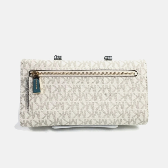 Michael Kors Jet Set White Digital Pin Dot MK Trifold Checkbook Wallet/Pen NWOT - Picture 11 of 15